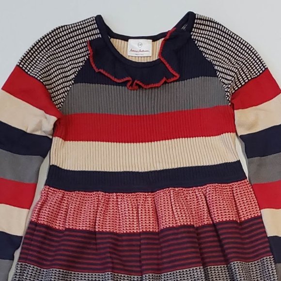 HANNA ANDERSSON STRIPED SWEATER DRESS SIZE 140 10 BLUE RED - Picture 2 of 6